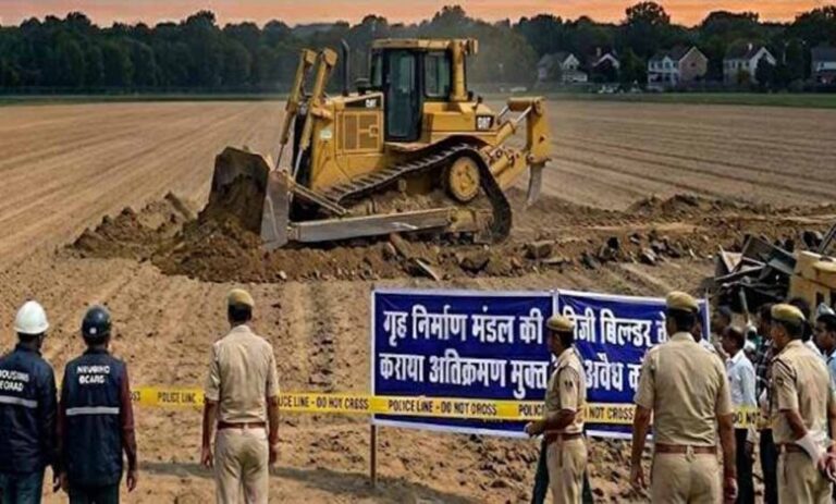 अवैध-कब्जे-पर-बड़ी-कार्रवाई,-बिल्डर-के-निर्माण-पर-चला-बुलडोजर,-करोड़ों-की-जमीन-मुक्त
