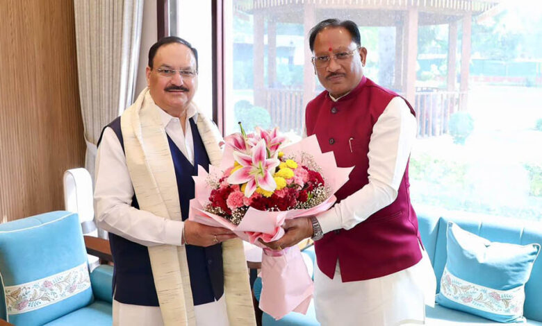 केंद्रीय-स्वास्थ्य-मंत्री-जेपी-नड्डा-से-मिले-मुख्यमंत्री-विष्णुदेव-साय,-स्वास्थ्य-सेवाओं-और-किसानों-के-लिए-खाद-बीज-उपलब्धता-पर-हुई-विस्तृत-चर्चा